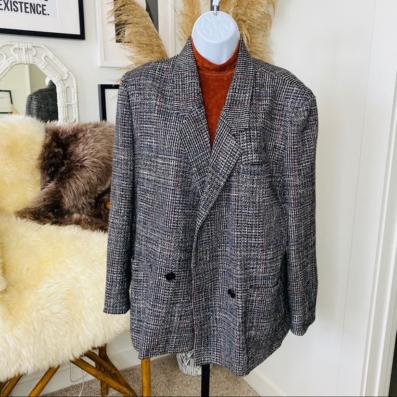 Black & White Oversized Versatile Wear Tweed Blazer Jacket - Picture 8 of 12